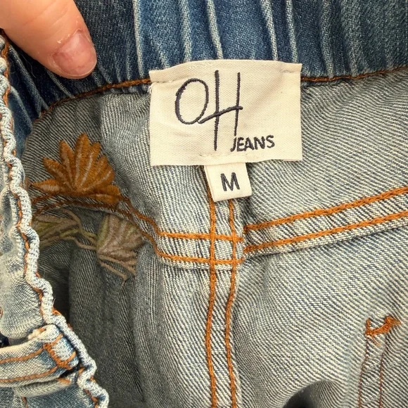 Oli & Hali Blue Floral Embroidered Wide-Leg Jeans - Picture 4 of 5